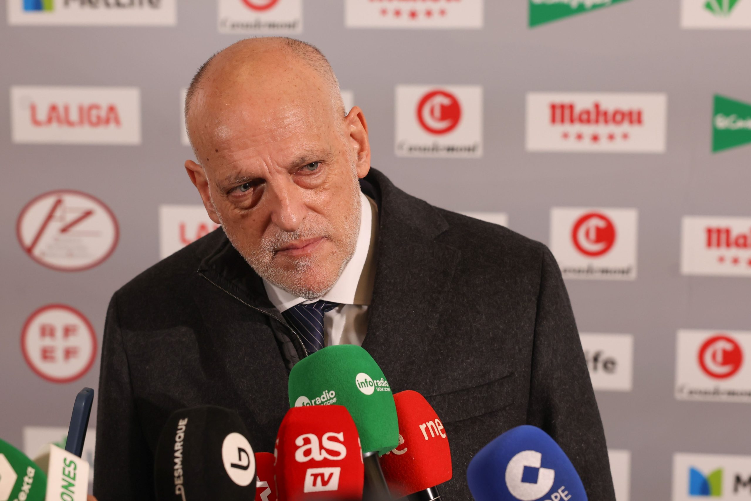 Tebas speaks to the media.
