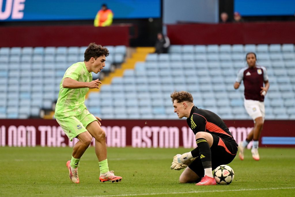 Virgili scores during the UEFA Youth League.